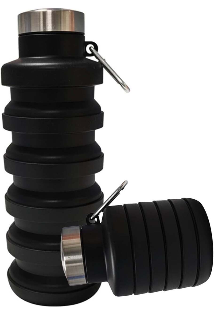Collapsible Silicone Water Bottle Size 500ml Black